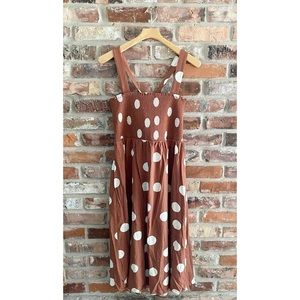 Arula Brown Polka Dot Midi Dress